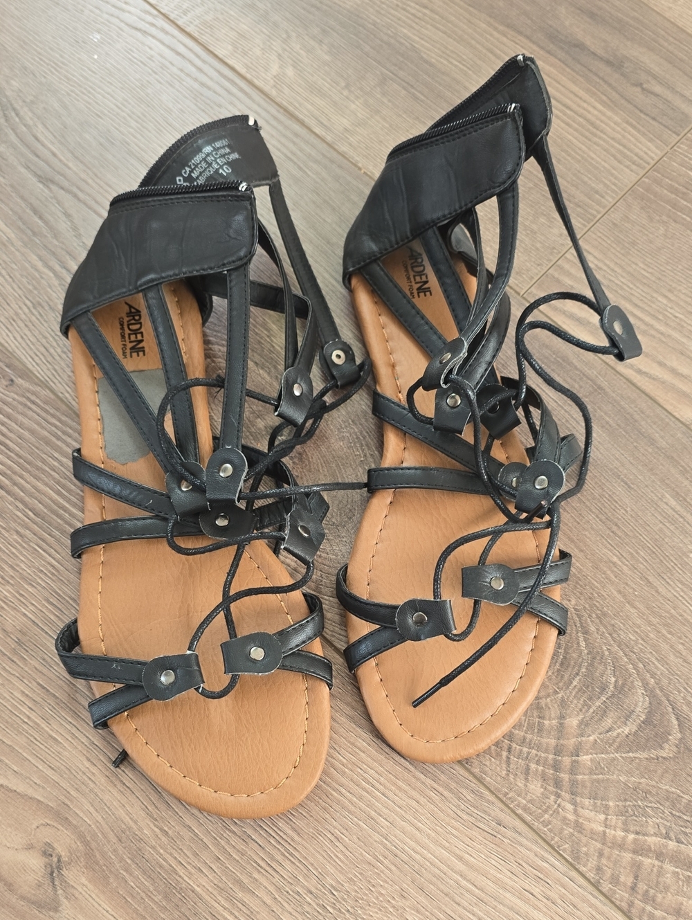 Ardene Black Strappy Lace-Up Gladiator Sandals